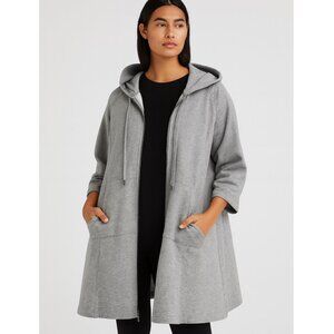 Norma Kamali Longline Hoodie Coat Sweatshirt Dress Gray size XXL Full Zip